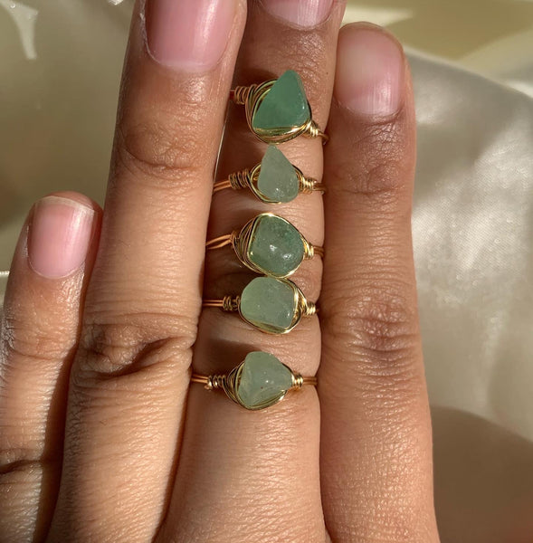 Green aventurine stone rings