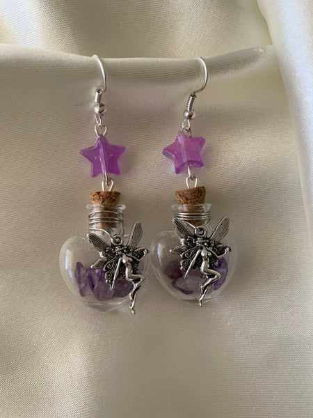 Chipped crystal fairy jar earrings