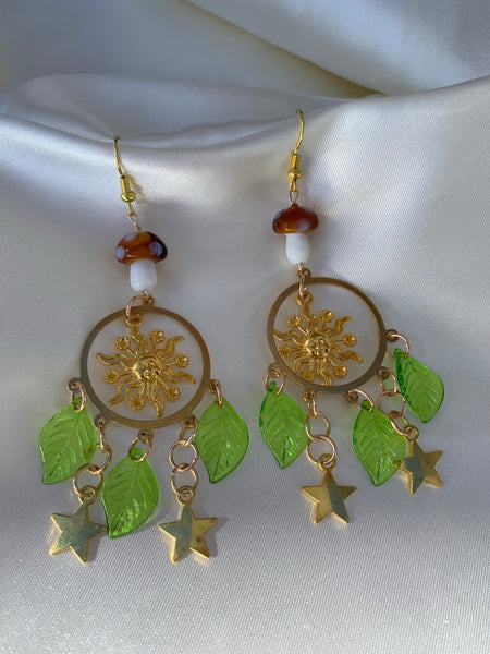 Sun mushroom earrings