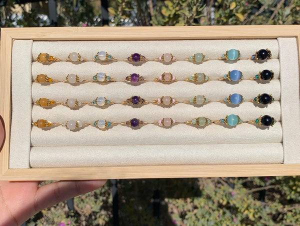 Princess Stone Bead Rings