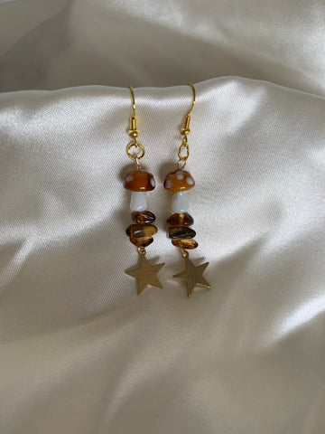 Tigers eye mushroom earrings