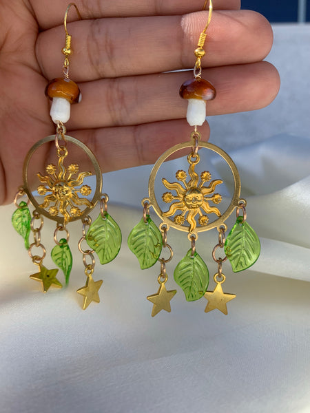 Sun mushroom earrings