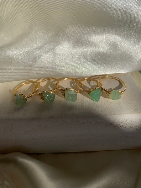 Green aventurine stone rings