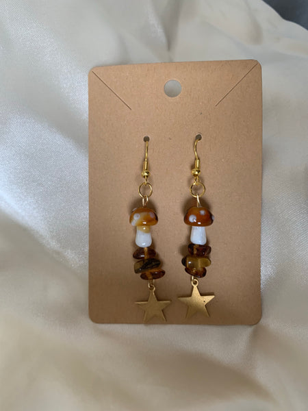 Tigers eye mushroom earrings