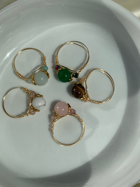 Princess Stone Bead Rings