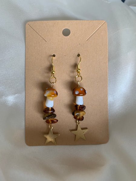 Tigers eye mushroom earrings