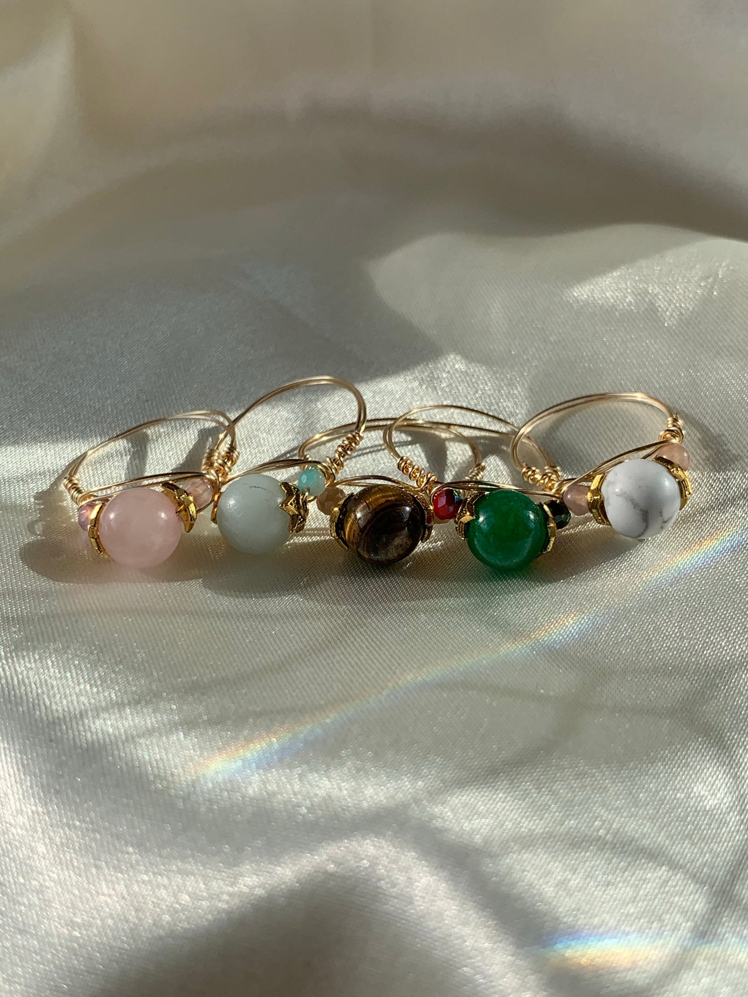 Princess Stone Bead Rings