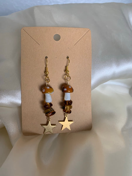 Tigers eye mushroom earrings