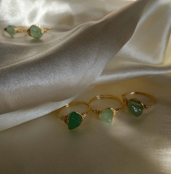 Green aventurine stone rings