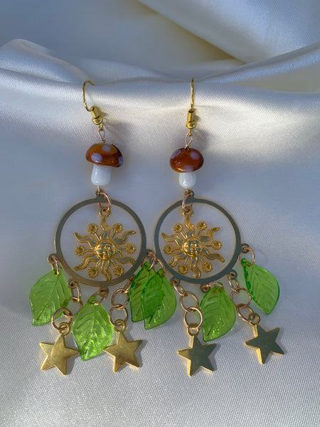 Sun mushroom earrings