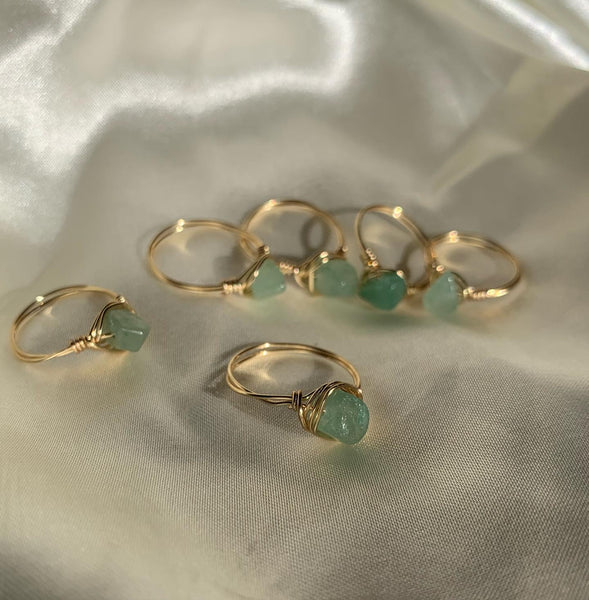 Green aventurine stone rings