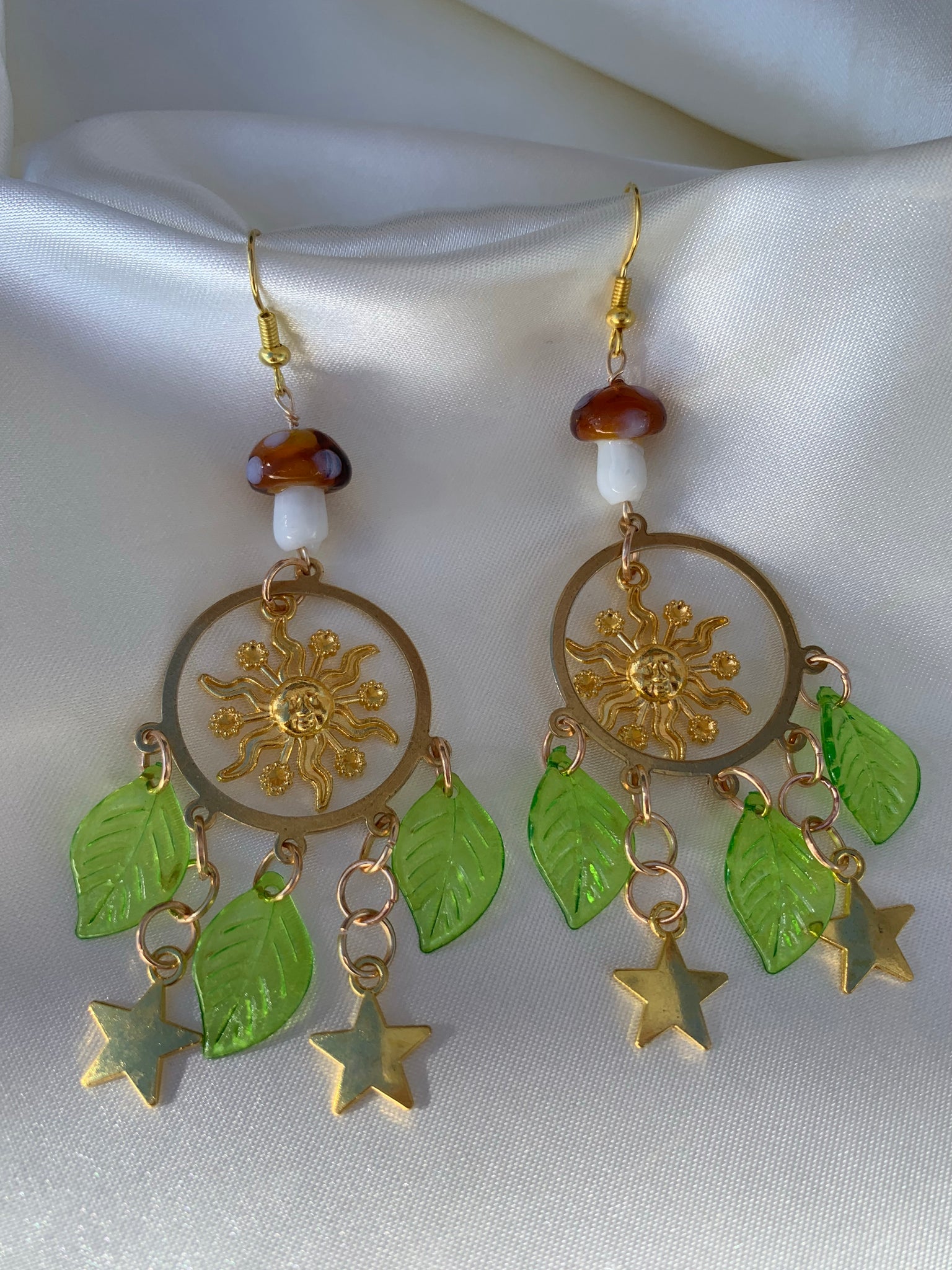 Sun mushroom earrings