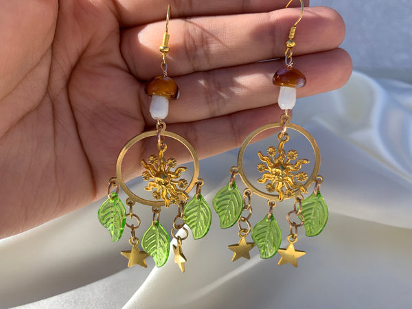 Sun mushroom earrings