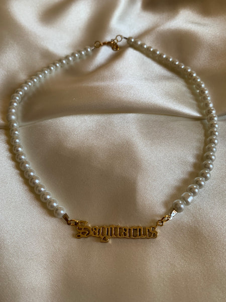 Zodiac pearl necklace